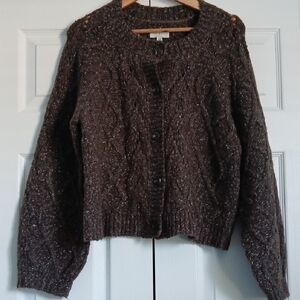 Lucky Brand Dark Brown Chunky Cable Knit Cardigan